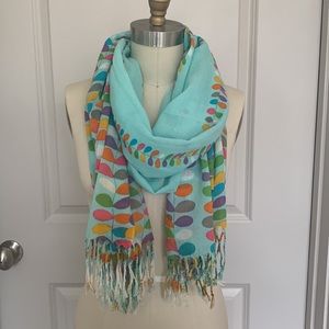 Printed Scarf with Fringe Tassels